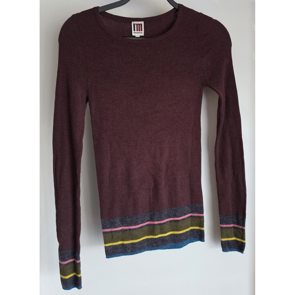 I'm Isola Marras Pullover Sweater M Burgundy Ribbed Long Sleeve Italy Wool